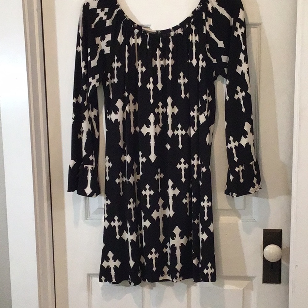 Black and White Patterned Women's Dress